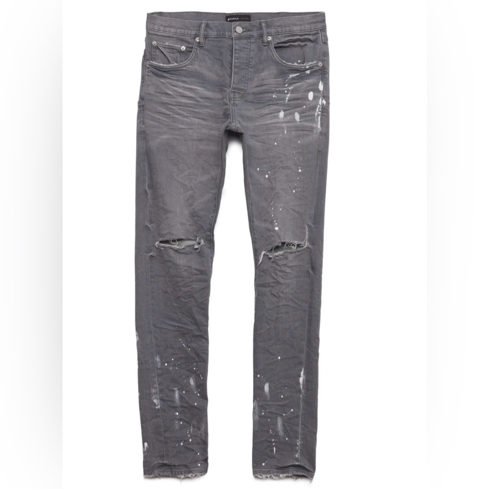 PURPLE BRAND 40/32 Men's Grey knee slip- WORN GREY WITH PAINT